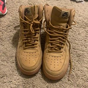 Wheat suede mid Air Force ones